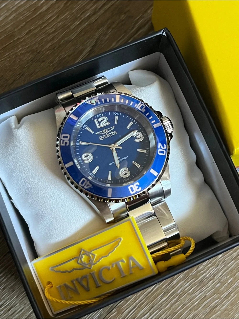 Invicta Men's Silver Watch with Blue Dial
